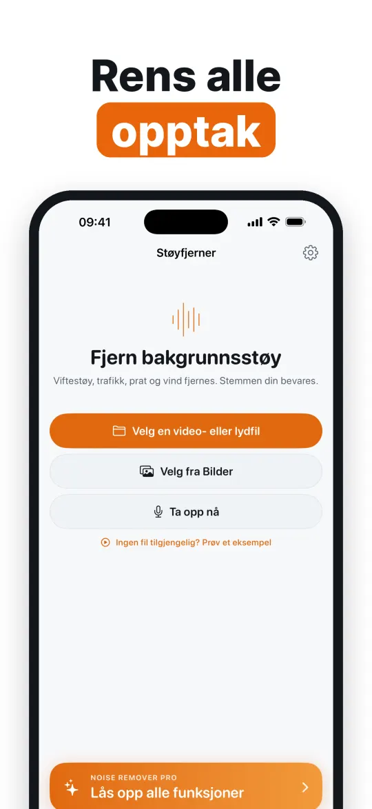 Velg hvor kraftig støyfjerningen skal være